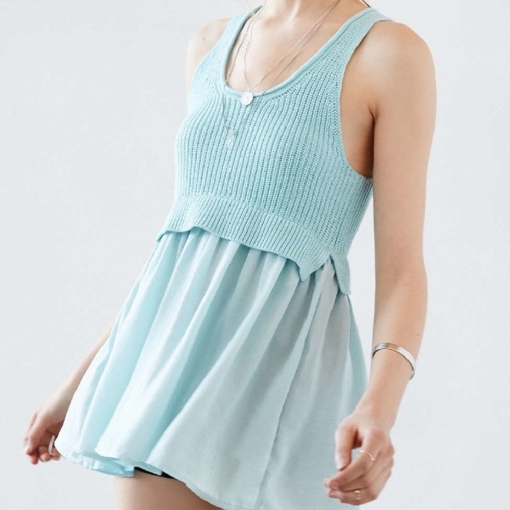 KIMCHI BLUE Ashley Babydoll Mix Tunic Tank Top